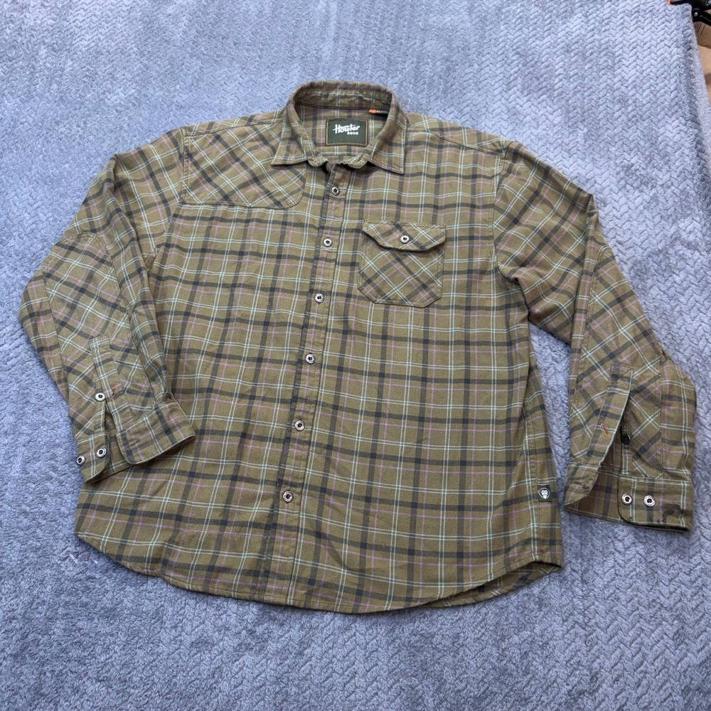 Howler Brothers Shirt Mens Large Flannel Plaid Green Cotton Blend Western Yoke - Picture 1 of 12